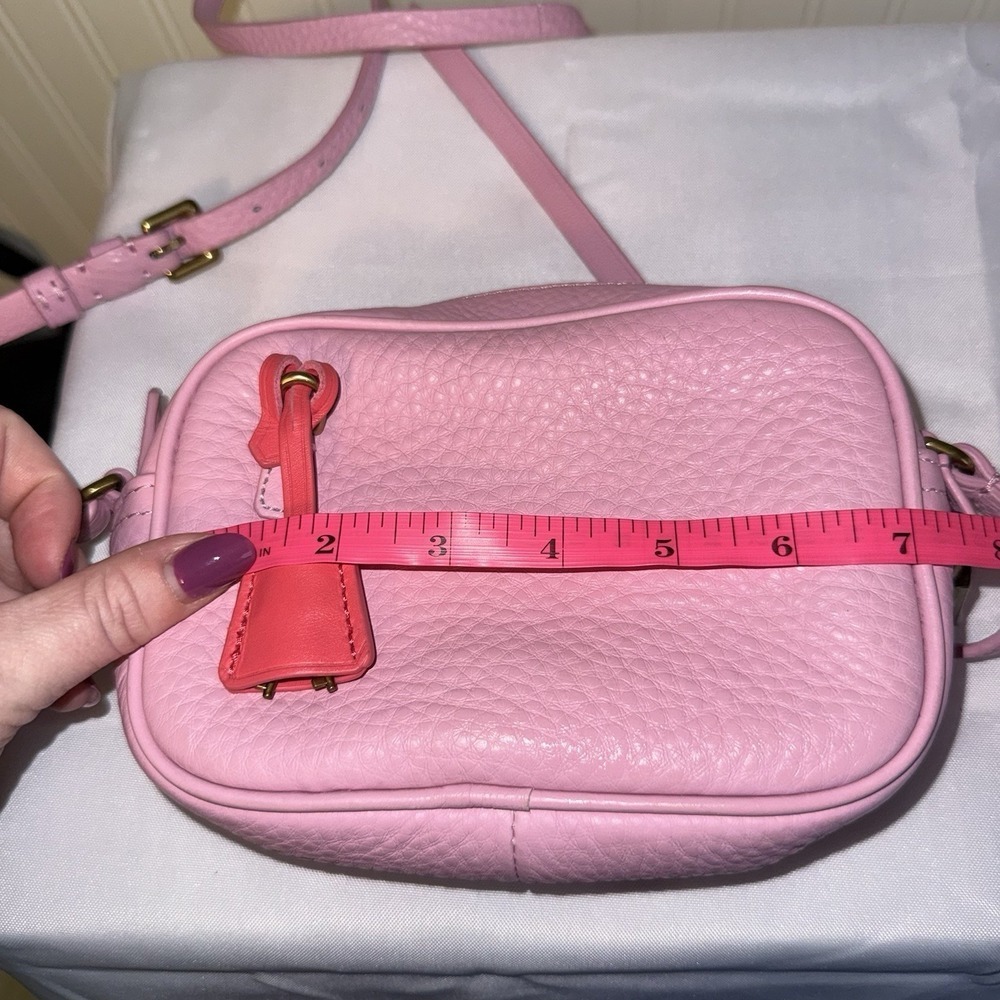 J CREW Signet Crossbody Bag Purse Pink Italian Pebbled Leather Lock Key EUC - Picture 12 of 16